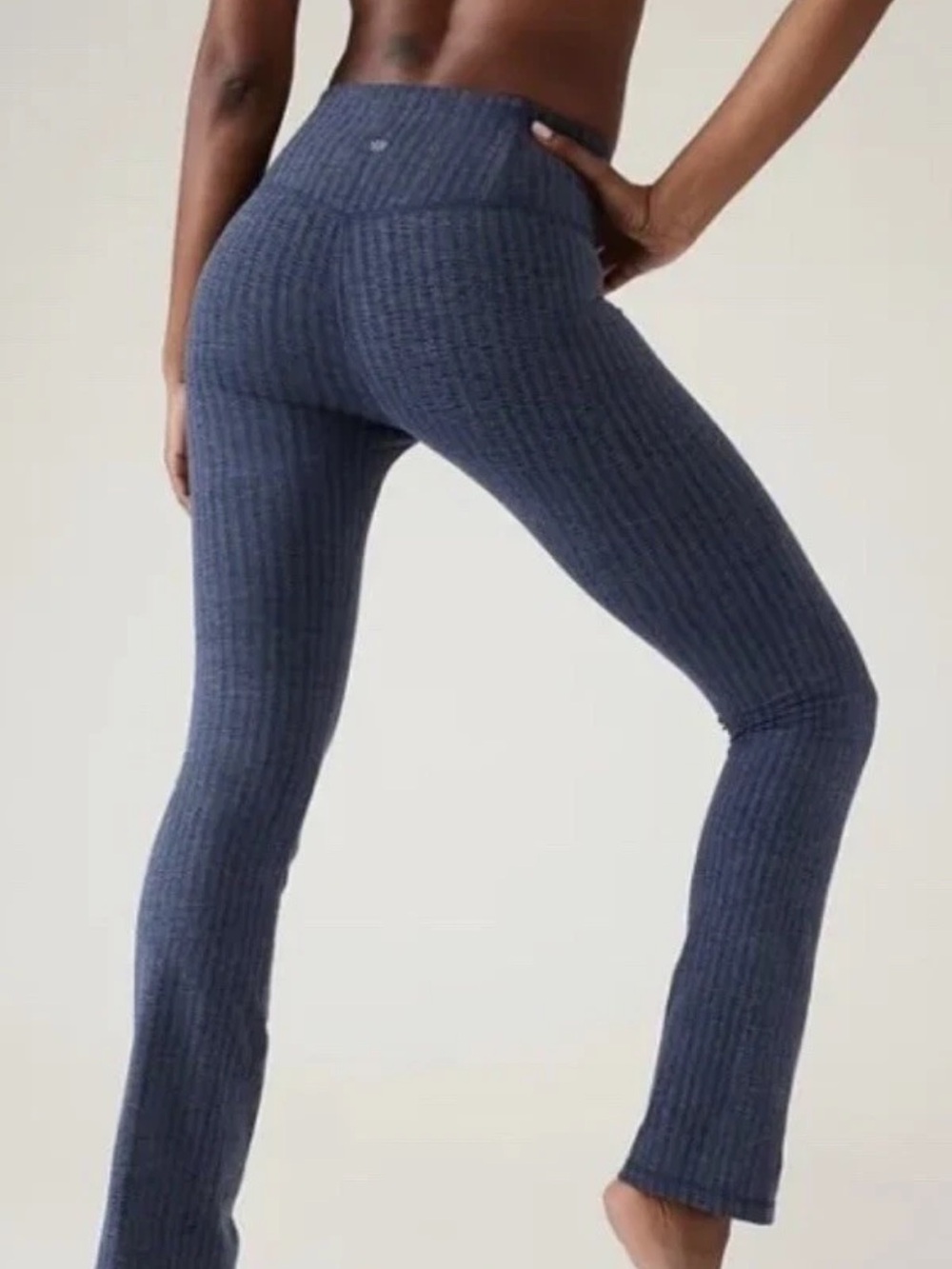 Athleta Elation Textured Straight Leg Dark Blue High-Rise Leggings | L - Picture 2 of 6